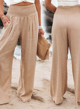 casual wideleg cotton linen slacks春夏休闲宽松阔腿棉麻长裤