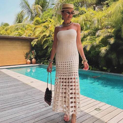 Ladies' spliced hollow sleeveless dress 拼接镂空无袖连衣裙女