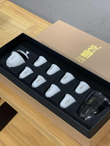 岩霸白瓷功夫茶具 10 头标准 8 克岩茶专用茶具套装德化白瓷高档