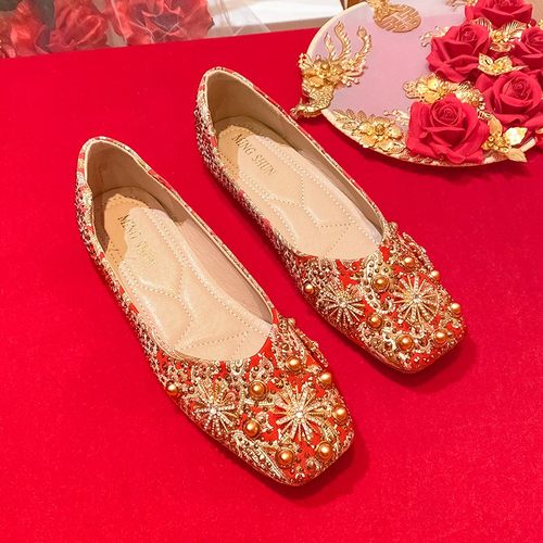 中式婚鞋龙凤褂敬酒低跟