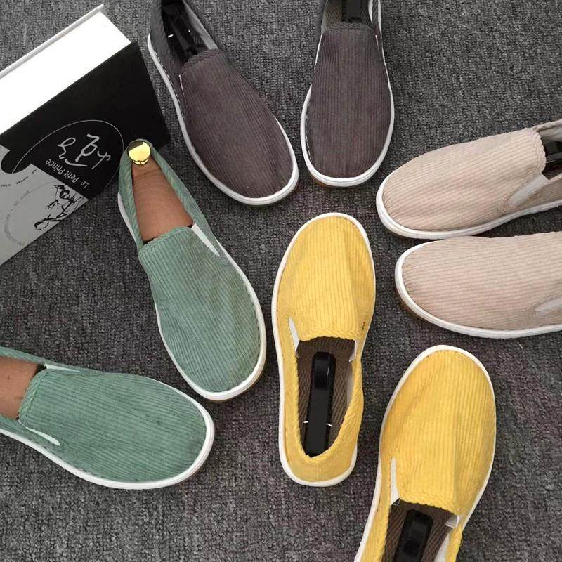 布鞋男款老北京布鞋透气灯芯绒懒人一脚蹬社会小伙豆豆休闲帆布鞋