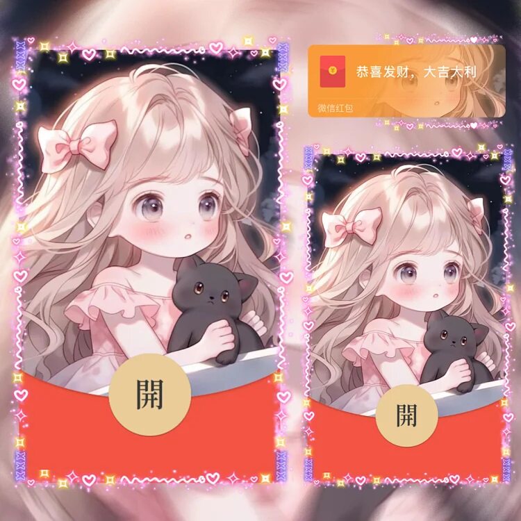 卡哇伊小可爱女生微信红包封面序列号vx新款动态动漫二次元红包皮