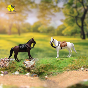 特价 1/64 骏马微缩场景模型搭配手工涂装小人偶