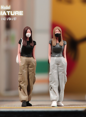 VM 1/87/64/43/24/18 长发挎包美女微缩场景模型搭配涂装小人偶