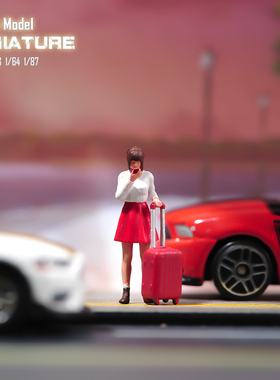 VM1/87/64/43/24/18 旅行女孩微缩场景微拍摄影车模型搭配小人偶