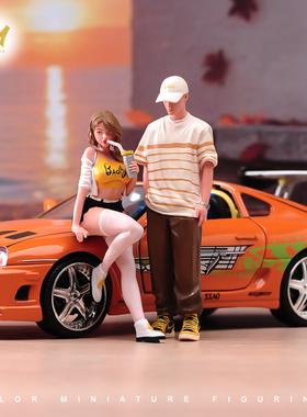 VM 1/24/18 喝奶茶白丝美女精涂微缩人偶场景模型手工涂装摆件