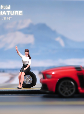VM1/87/64/43/24/18 美女求助修车微缩场景微拍摄影模型搭配人偶