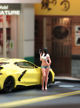 VM1/87/64/43手机自拍美女微缩场景微拍摄影车模型搭配手办小人偶