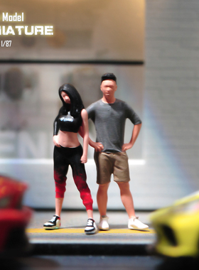 VM1/87/64/43耍酷露脐女孩微缩场景微拍车模型搭配手办小人偶白膜