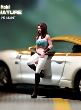VM1/87/64/43/24/18靠车女孩微缩场景微拍摄影车模型搭配手办人偶