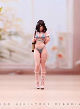 VM 1/24/18 拿雪糕的性感女孩精涂微缩人偶场景模型手工涂装摆件