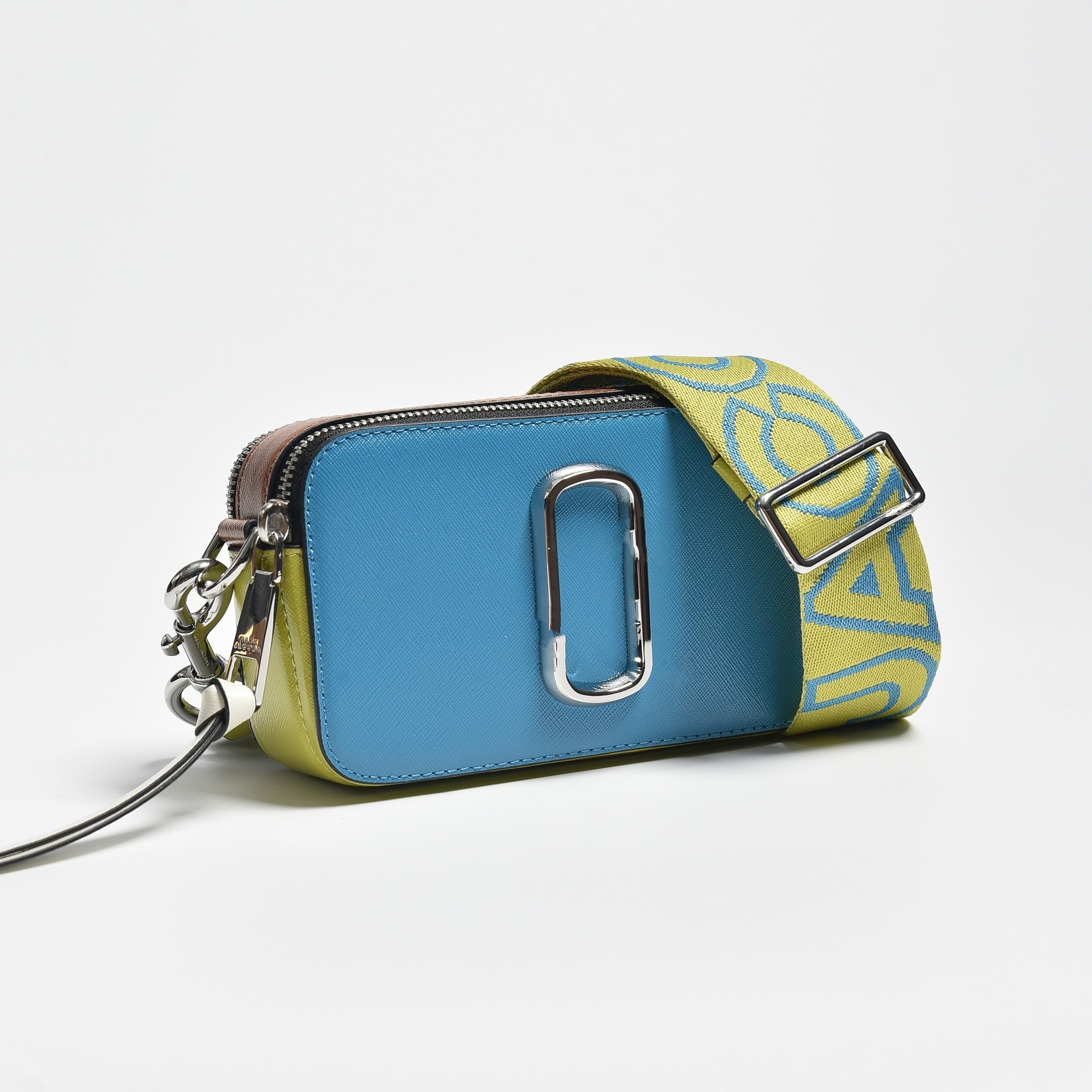 thumbnail for Camera bag, casual cowhide zipper, wide shoulder strap, small square bag, European and American fashion one-shoulder crossbody bag