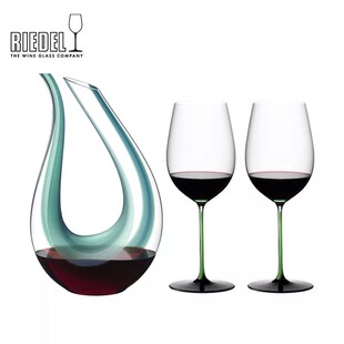 奥地利进口RIEDEL 送礼物 Amadeo竖琴醒酒器璀璨绿领结红酒杯套装