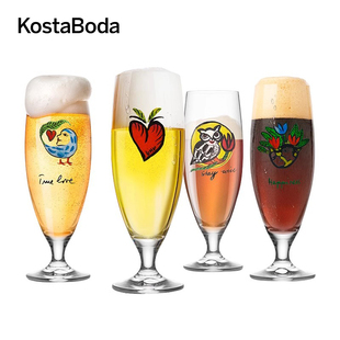 BODA进口水晶玻璃杯Friendship啤酒杯扎啤杯创意印花高脚杯 KOSTA