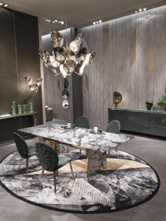 意式轻奢长方形大理石餐桌2.2米不锈钢意大利设计餐台家用西餐桌