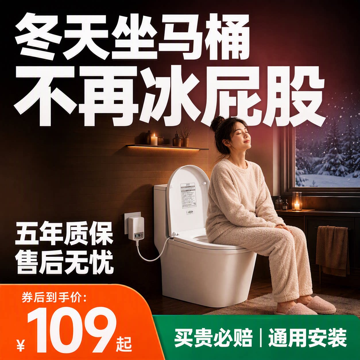 加热马桶盖通用安装智能电动座圈