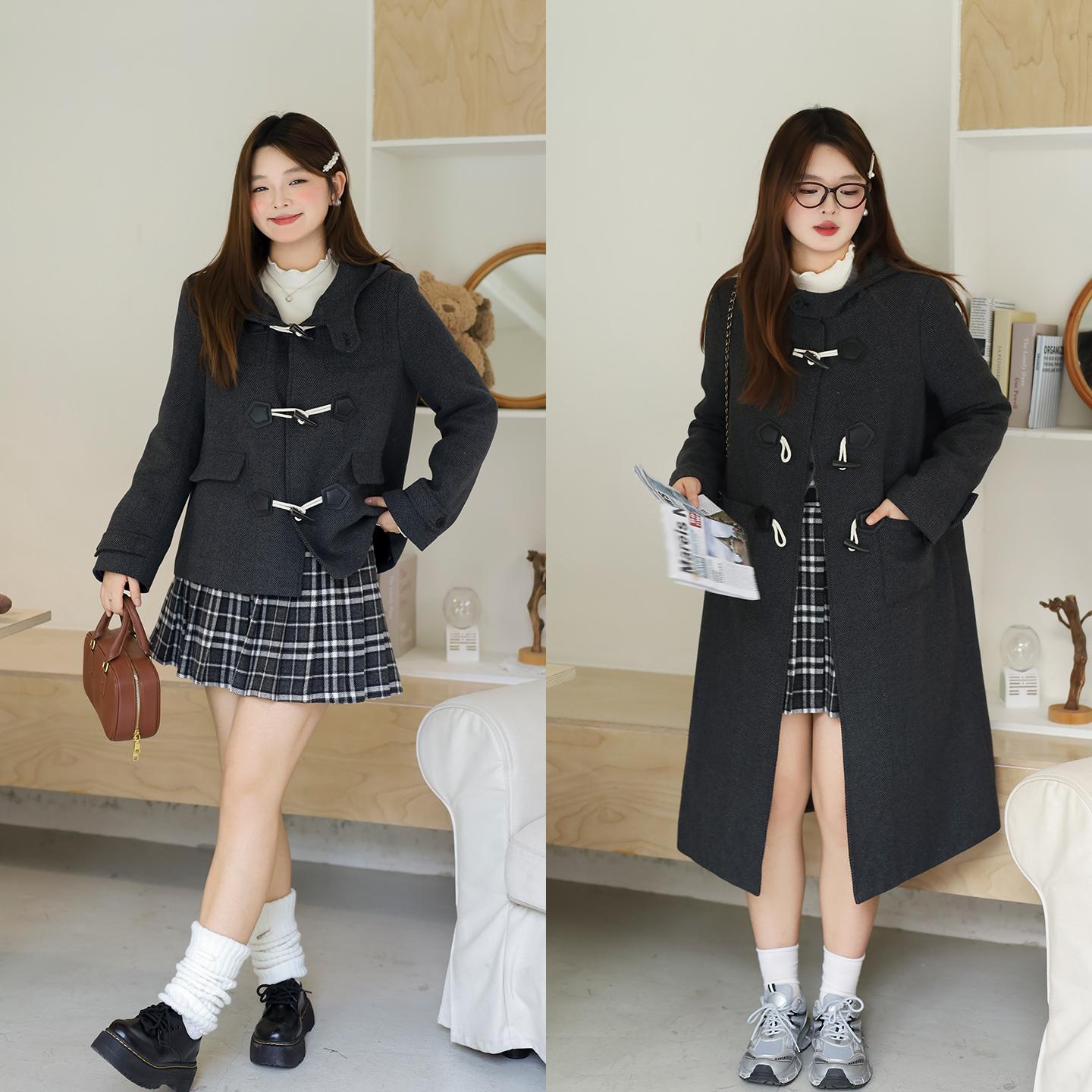 DM100大码冬季保暖长款毛呢外套