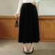 DM100大码 长裙显瘦黑色丝绒垂感A字散摆半身裙 新款 女装 微胖mm冬季