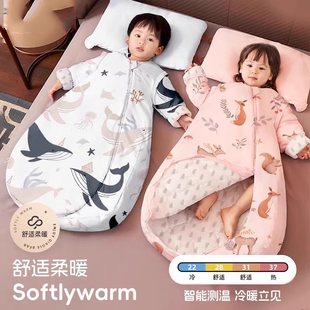 日本进口婴儿睡袋秋冬款 新生儿春秋恒温通用防寒防踢被 加厚冬季