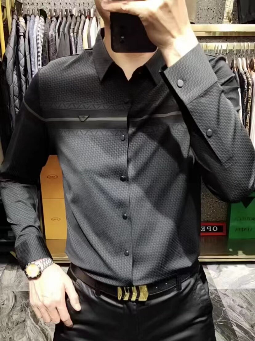 s150春款男士长袖衬衫高档欧货无痕免烫商务休闲男款衬衣时尚修身