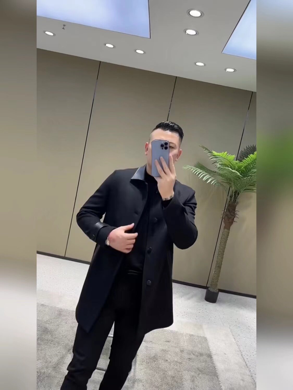 秋季男款风衣中长款商务休闲毛呢