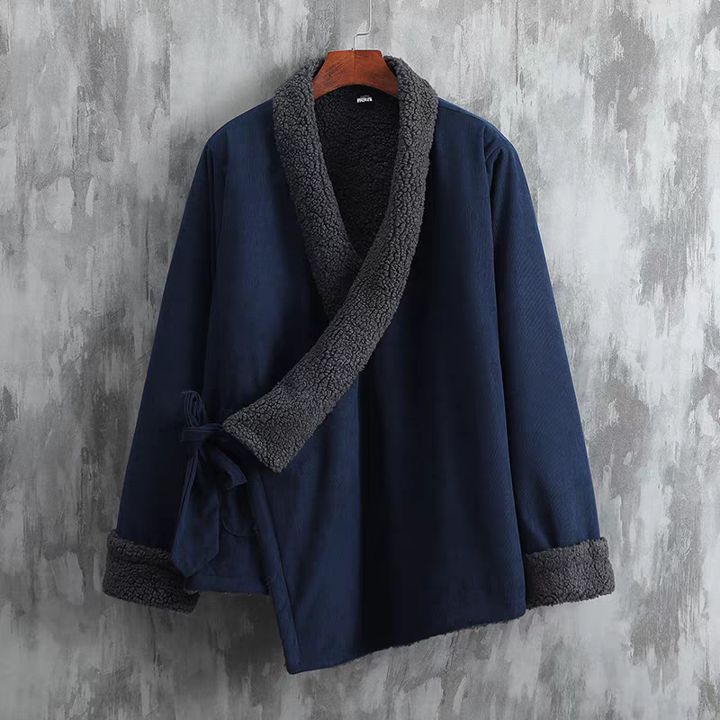 新中式棉衣加绒加厚汉服男情侣装汉族衣服系腰带2026新款冬季