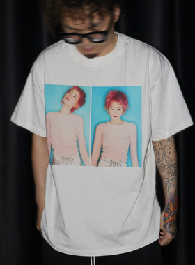 DARCEYES复古美式王菲bootleg印花白色vintage短袖t恤