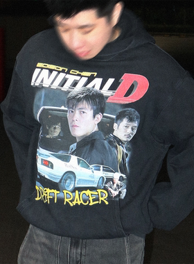 darceyes头文字d复古人像陈冠希美式水洗vintage帽衫