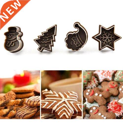 4pcs Baking Acccessories Christmas Pattern Shapes Cookie