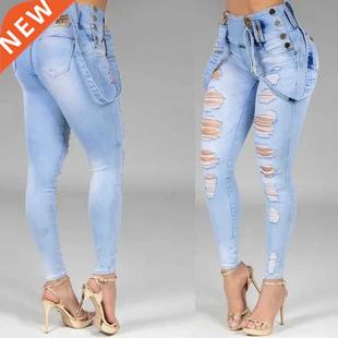 Women Jeans High Waisted Straight Skinny Stchy Pant Setwear