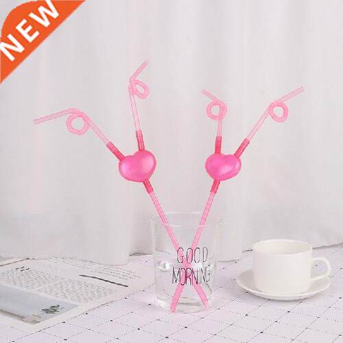 ny Love Heart Double Straw Unique Flexible Drinking Tube