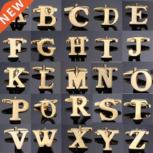 New high quality gold letters A-Z name Cufflinks men Fren