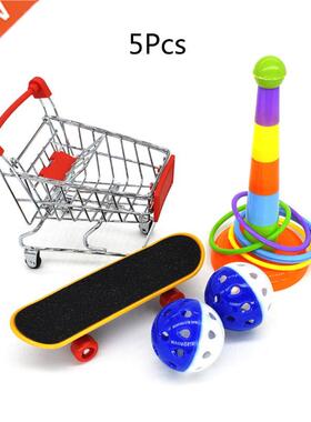 5Pcs/Set Parrot Training Toys Mini Shopping Cart Training