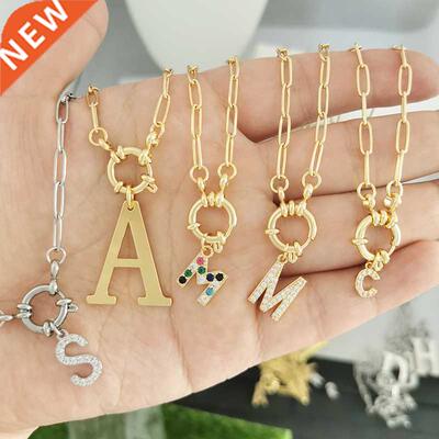 QMHJE Initial Charm A-Z Letters Necklace Women Men Choker Go