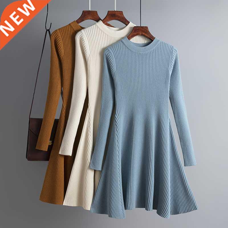 HLBCBG basic autumn winter short aline thick sweater dress e