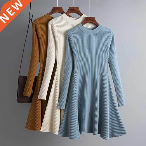 HLBCBG basic autumn winter short aline thick sweater dress e