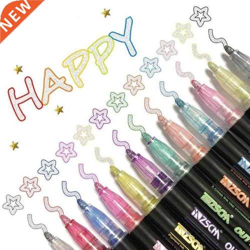 12 Color Double Line Outline Art Pen Marker Pen  Graffiti