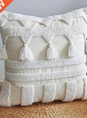 Nordic Morocan Textured Boho Throw Pillow Case Woven Tufted