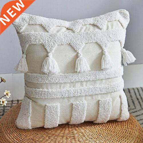 Nordic Morocan Textured Boho Throw Pillow Case Woven Tufted
