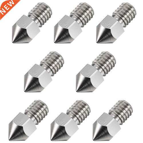 8Pack 0.4 mm 3D Printer M6 Stainless Steel Nozzle Print Head