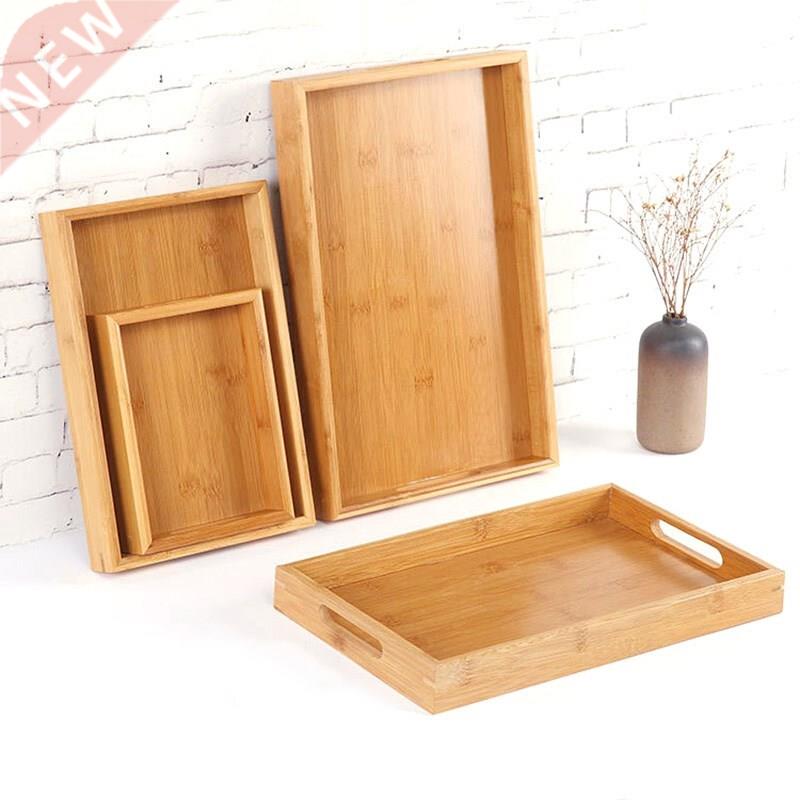 Wooden Bamboo Serving Tray Kung Fu Tea Cutlery Trays Storage
