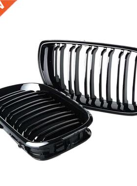 2Pcs Car Style Gloss Black Front Kidney Double Slat Grill Gr