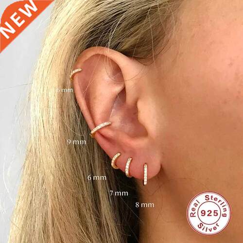 Aide 925 Sterling Silver Clear Zircon Circle Round Stud Earr
