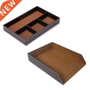 2PCS 4 Slots Desk Drawer Organizer With PU Leather Collectio