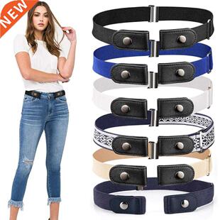 Unbuttoned elastic belt jeans Lady's unbuttoned belt dress S