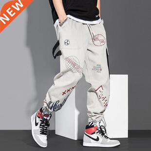 Sreetwear Men Joggers Sweatpants Print Black White Cargo Pan