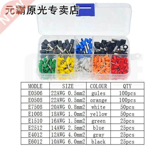 400PCS/box AWG 22-10 Insulated Cord Pin End Terminal Ferrule