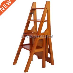 Solid Wood Household Multifunctional Folding Ladder Chair He