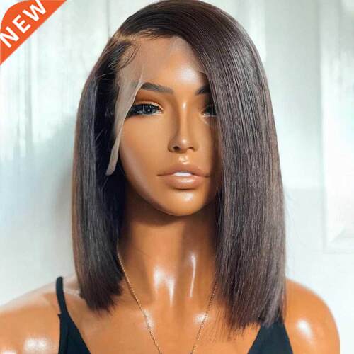 180% Density Straight Short Bob Lace Front Human Hair Wig Br