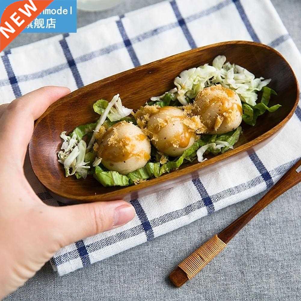 2pcs Solid Wood Desserts Snack Dish Serving Tray For Sushi D